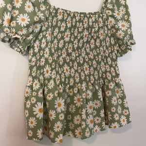 SHEIN Daisy Floral Print Peplum Blouse